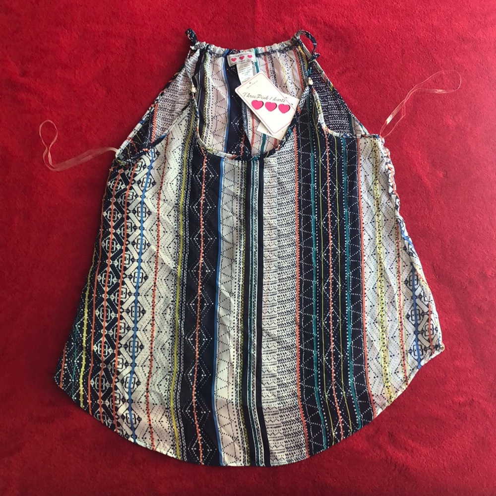 Three Pink Hearts Handkerchief Shirt NWT